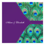 Plum Purple Peacock Wedding Invitations