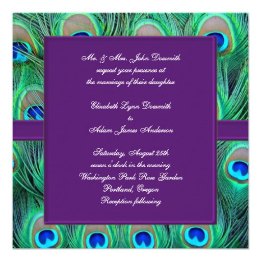 Plum Purple Peacock Wedding Invitations