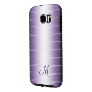 Plum Purple Shiny Stripes Monogram