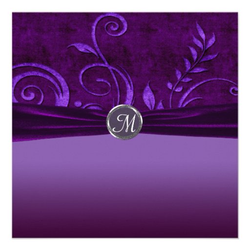 Plum & Purple Velvet Wedding Swirl Announcement
