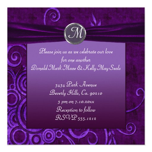 Plum & Purple Velvet Wedding Swirl Announcement