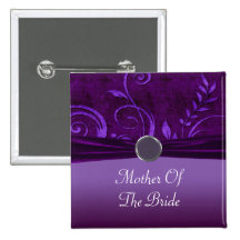 Plum & Purple Velvet Wedding Swirl Button