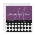 Plum Purple Wedding Invitation Monogram Harlequin invitation