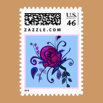Plum Rose Drawing postage by Perlyyyy Plum Rose Drawing postage