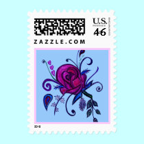 Plum Rose Drawing stamps