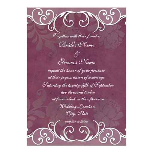 Plum Rose Elegant Wedding Invitations