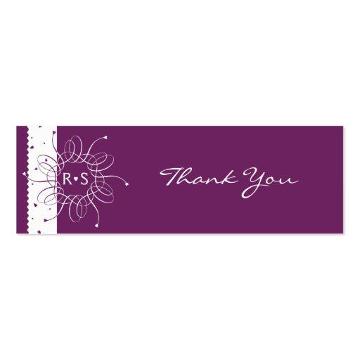 Plum Rosette Wedding Party Thank You Tag Business Card Template (front side)