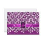 Plum & Silver Lace Jeweled RSVP Invitation