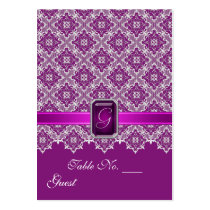 Plum & Silver Lace Wedding Table Setting PlaceCard Business Cards