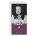 Plum snowflake elegant Christmas holiday greeting photocard