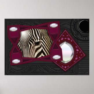 Plum Surprised Zebra (Fine Art Poster)