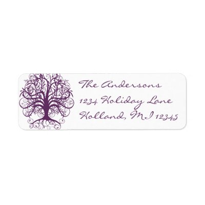 Plum Swirl Tree Return Address Custom Return Address Labels