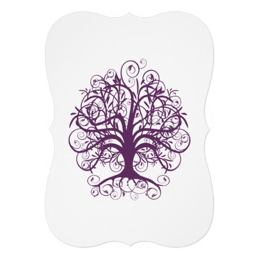 Plum Swirl Tree Roots of Love Wedding Invitate Custom Announcement