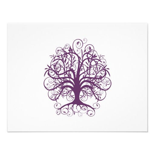 Plum Swirl Tree  Wedding  Response Card Custom Invitation
