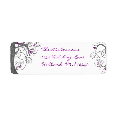 Plum Swirl Wood Grain Tree Return Address #2 Custom Return Address Label