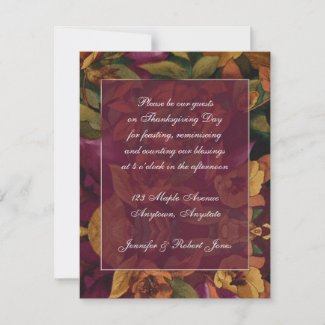 Plum Text Frame with Fall Flower Background invitation