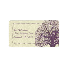 Plum Tree Ivory Damask Return Address Labels