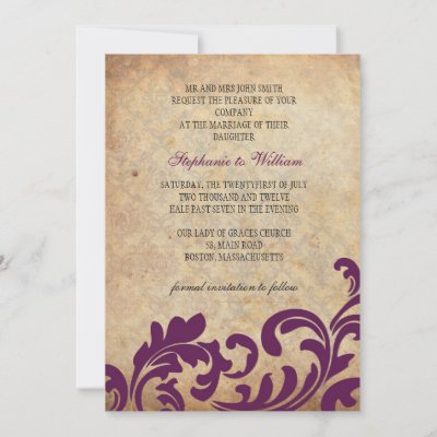 Elegant and stylish vintage wedding invitation with a vintage swirl design