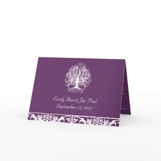 Plum & White Swirl Tree Wedding Invitation- card