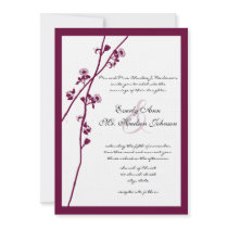 Plum Wild Flower Branches Wedding Invitation