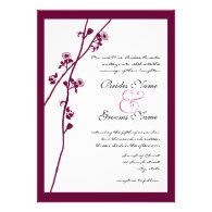 Plum Wild Flower Branches Wedding Invitation