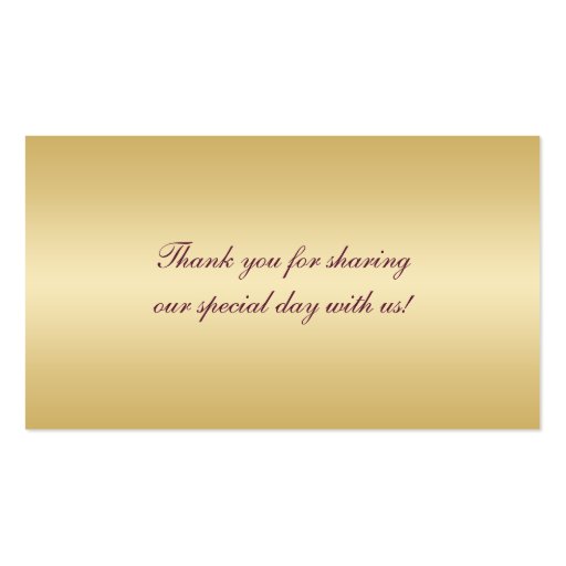 Plum Wine and Gold Floral Damask Wedding Favor Tag Business Card Templates (back side)