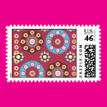 Plum With Colored Circles Postage Stamps