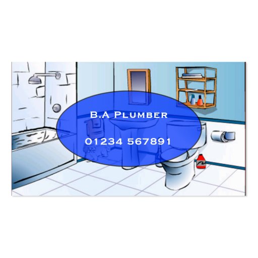 Plumber 'Bathroom Toon' Business Card (front side)