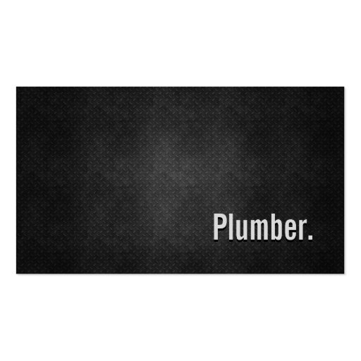 Plumber Cool Black Metal Simplicity Business Card Templates (front side)