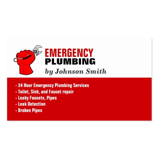 Plumber - Local Emergency Plumbing Services Business Card Templates (back side)