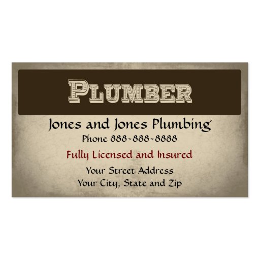 Plumber Plumbing Business Card (front side)