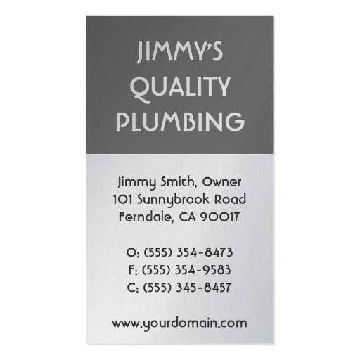 Plumber Plumbing Installation Service Repair Business Cards (back side)