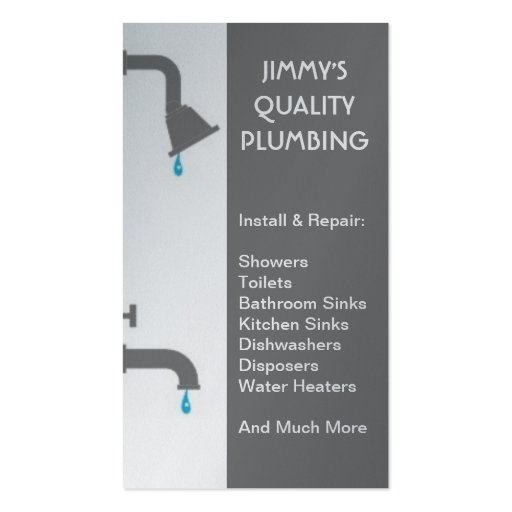 Plumber Plumbing Installation Service Repair Business Cards (front side)