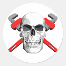 Plumber Skull Round Sticker