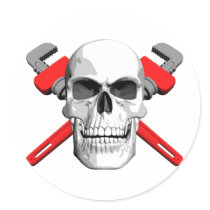 Plumber Skull Round Sticker