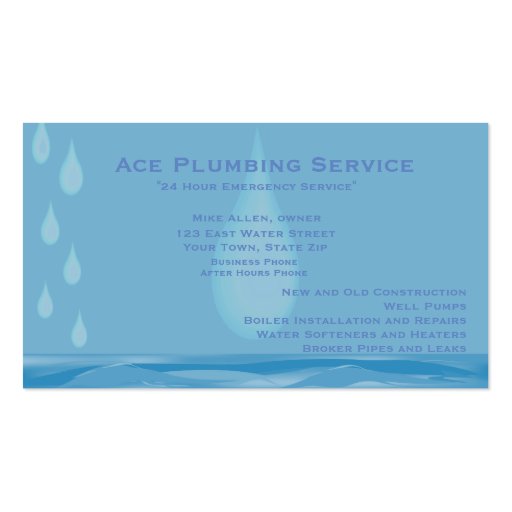 Plumbing and Heating Customizable Business Card (front side)