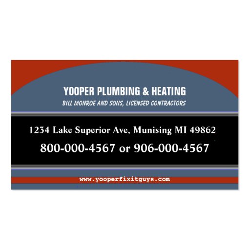 Plumbing and Heating Home Maintenance and Repair Business Card Templates (back side)