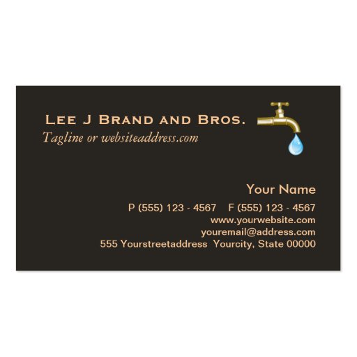 Plumbing Business Card (front side)