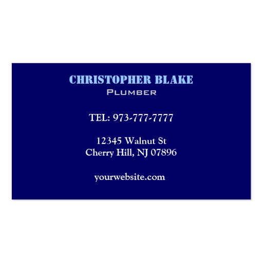 Plumbing Business cards (back side)