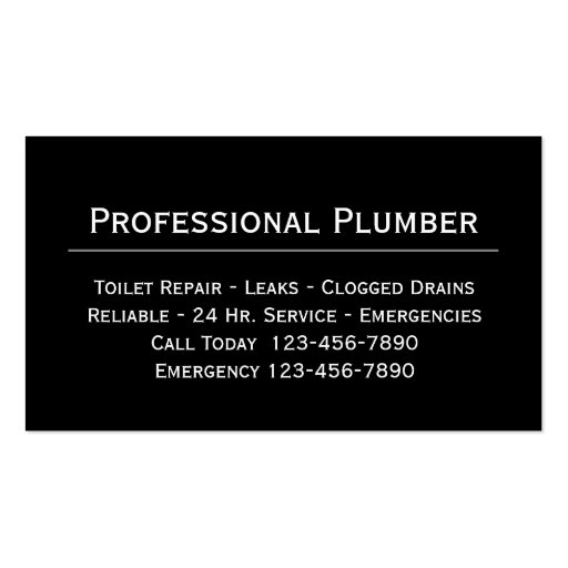 Plumbing Business Cards (front side)