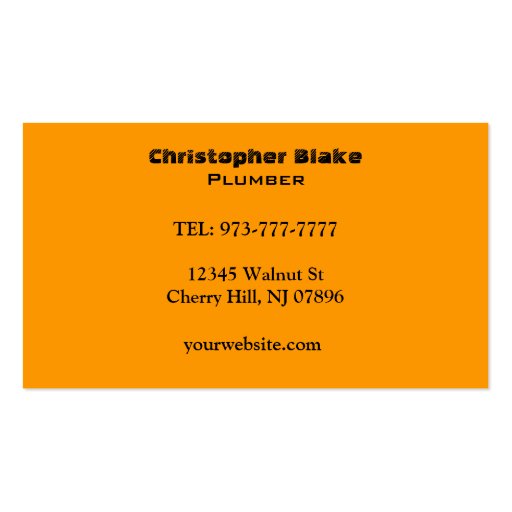 Plumbing Business Cards (back side)