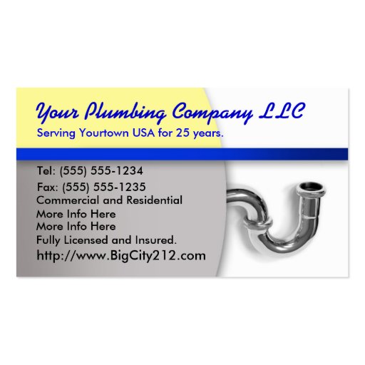 Plumbing Co EDITABLE Business Card (front side)