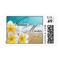 Plumeria Beach Tropical Destination Wedding Hawaii Stamp