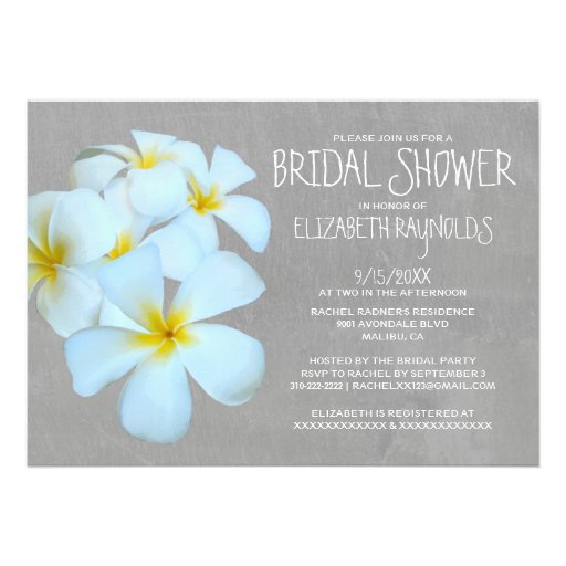 Plumeria Bridal Shower Invitations