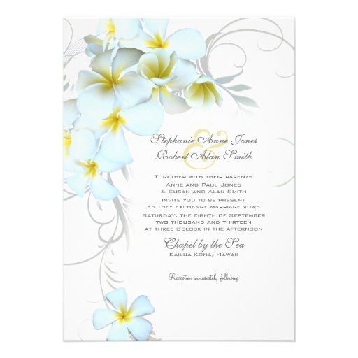 Plumeria Flourish Custom Wedding Invitation