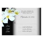 Plumeria on Black Wedding Invitation Reply Cards