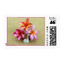 Plumeria on Shells on Beach Postage Stamp