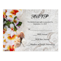 Plumeria Orchid Lei in Sand Beach RSVP Postcard