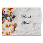 Plumeria Orchid Lei in Sand Beach Thank You Cards