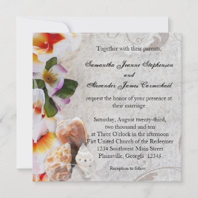 elegant beach wedding invitation orchid